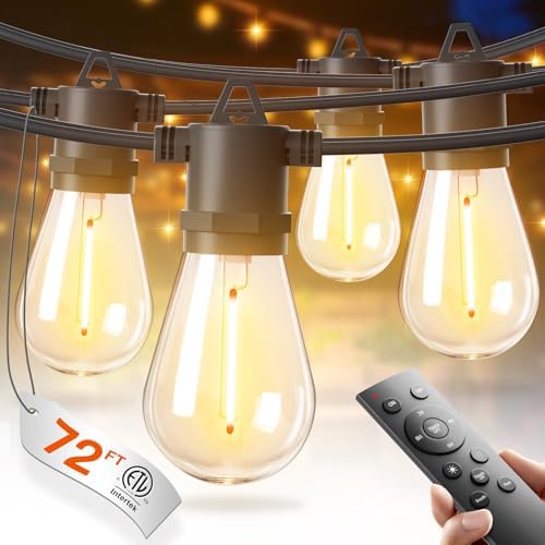 addlon 72FT LED Outdoor String Lights, Waterproof Dimmable Bulbs for Patio by addlon