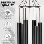 Vanquer Wind Chimes for Outside Deep Tone - 48'' Wind Chimes Outdoor Clearance, Deep Tone, Memorial WindChimes, Outdoor Décor, Wind Spinner, Sympathy Gift, Patio, Home Décor (Black) - Image 6