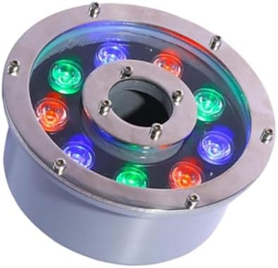 LED Pond Light Underwater Lights, IP68 Waterproof with Remote Control Spotlights, Submersible LED Fountain Lamp, AC12V-24V RGB Color-Changing Middle Hole Pool Lights(24W(24V)) by GUODDM