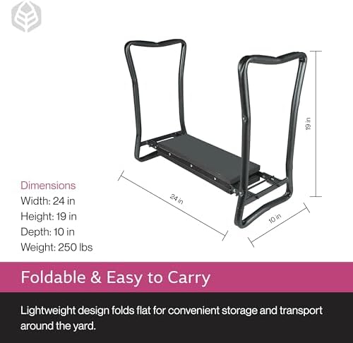 Yard Butler Garden Kneeler and Seat, Foldable Stool, Silver and Black - Image 3