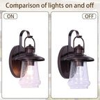 Pia Ricco Outdoor Wall Light Fixture - Oil Rubbed Bronze with Clear Seedy Glass, 12.8 Inch Exterior Sconce for Porch, Entryway, Doorway and Pathway Lighting - Image 5