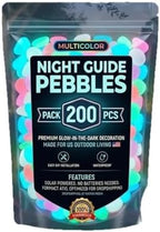 glow in the dark garden pebbles, night guide pebbles & luminous glow stones, 200PCS Colorful Waterproof Outdoor glowing garden stones, Solar Powered stepping stone kit for Garden Pathway Lawn Aquarium by Unknown