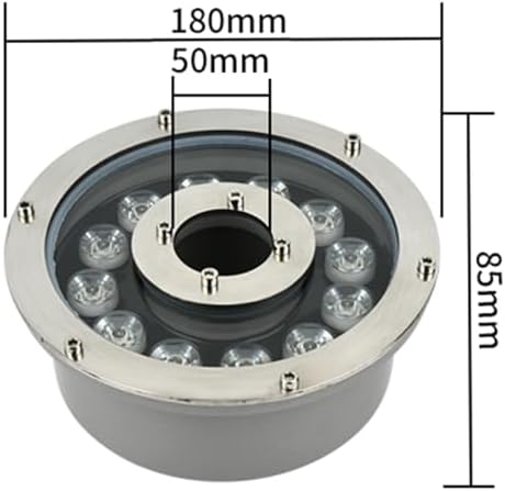 Submersible LED Pool Lights - LED Ring Fountain Light, With Remote Control IP68 Waterproof Underwater Light, 12V/24V Stainless Steel LED Color Changing Spotlight, Middle Hole Pond Lighting(12W(ac12v)) - Image 2