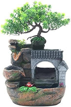 Rockery Tabletop Fountain, Chinese Feng Shui Waterfall Desktop Water Fountain Decor with LED Light, Rockery Tabletop Decoration with Windmills, Plant for Office, Home, Bedroom Desk Decoration - Image 3
