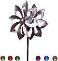 NUENUN Wind Spinner Outdoor Metal - Multi-Color Seasonal LED Lighting Solar Powered Glass Ball with Kinetic Wind Spinner Dual Direction for Patio Lawn & Garden (New Coffee Color) by Unknown