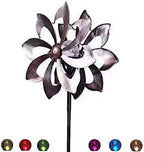 NUENUN Wind Spinner Outdoor Metal - Multi-Color Seasonal LED Lighting Solar Powered Glass Ball with Kinetic Wind Spinner Dual Direction for Patio Lawn & Garden (New Coffee Color) by Unknown