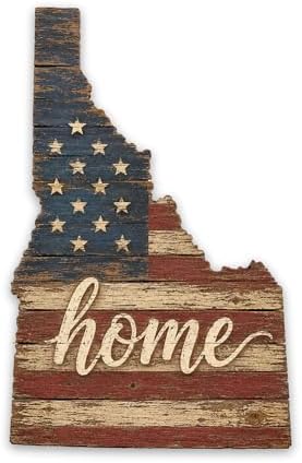 Idaho Home State Shape Sign – Vintage American Flag Wall Art by MRC+Wood+Products