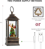 10.4" Christmas Snow Globe Flying Santa Around The Tree Water Lantern, Battery Operated or USB Powered Musical Lighted Holiday Decoration for Tabletop Display for Family and Friends - Image 3