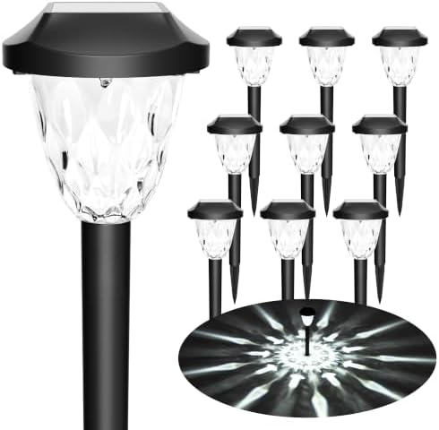 GIGALUMI 10 Pack Solar Lights Outdoor, Solar Pathway Lights with Great Pattern, Waterproof Auto On/Off Light for Outside Yard Garden Walkway Driveway Lawn Pathway by GIGALUMI