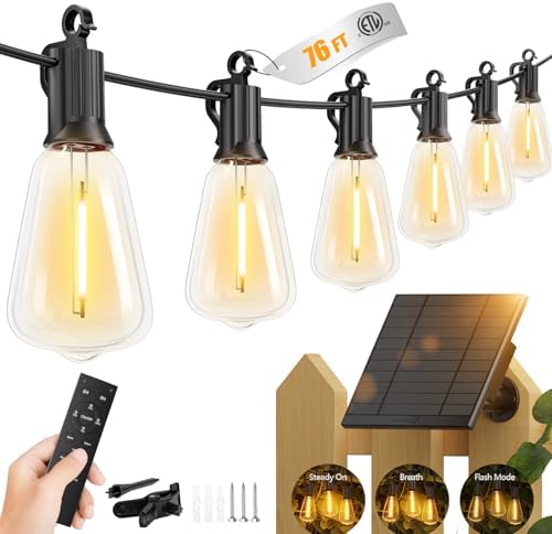 Brightown 76FT Solar String Lights Outdoor, 23+1 Shatterproof LED Lights by Brightown
