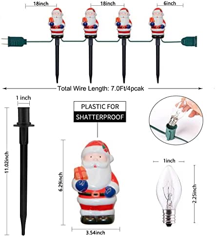 GOOTHY 2 Sets Santa Christmas Pathway Lights, 7Ft C7 Outdoor Christmas String Lights with 8 Santa Claus Marker Stakes Light, Connectable Xmas Decorations Light for Patio Yard Driveway Garden Walkway - Image 2