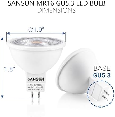 5W MR16 LED Landscape Light Bulbs, Low Voltage 12V 50W Halogen Replacement for Outdoor Landscape Spotlight and Track Light, GU5.3 Bi-Pin Base, Daylight White 4000K, Non-Dimmable, (Pack of 10) - Image 2