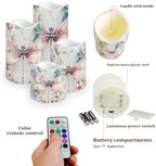 Dragonfly MarbleFlickering Flameless Candles Pillar LED Candles with Remote and Timer Set of 4 Color Changing Battery Operated Candles for Home Birthday Decoration - Image 3