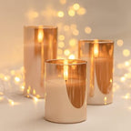 Glass Flameless Candles LED Battery Operated Candles with Remote Set of 3 - Image 2