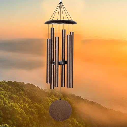 Wind Chimes 32" Inches to Suitable for Outdoor, Garden, Patio Decoration. Classic Black Wind Chimes with Wind Catcher Suitable as A Gift for Unisex Soothing Melodic Tones with Mute Option (Copper) - Image 6