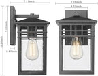 Outdoor Light Fixtures Wall Mount, Modern Farmhouse Exterior Wall Sconces with Seeded Glass for Porch, Waterproof Industrial Craftsman Carriage Lantern Lamp Outside for House Patio Garage,2 Pack - Image 4