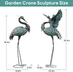 Large Garden Statues Set of 2, Metal Crane Sculptures, Bronze Heron Outdoor - Image 2