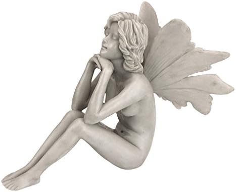 Design Toscano Pondering Secret Garden Fairy Woman Statue Figurine, 5 inches wide, 8 inches tall, Cast Stone Resin, Antique Stone Finish by DesignToscano