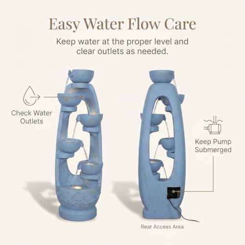 Bumilgar Water Fountain Outdoor - 52.95 Inches 6 Tired Modern Indoor Floor Standing Outdoors Fountains with Lights Pump for Garden Patio Backyard Porch Home Art Decor - Image 6