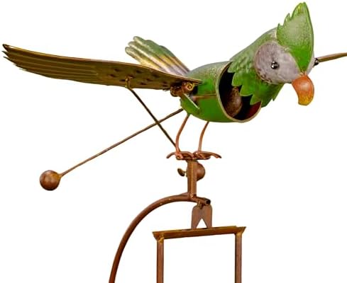 Zaer Ltd. Metal Rocking Bird Garden Stakes, 53 Inch Tall, Colorful Hand-Painted Birds, Spring Motion (Exotic Green Parrot) - Image 2