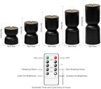 9 Pcs Ribbed Flameless LED Pillar Candles with Remote, Battery Operated Flickering Fake Candles for Wedding Fireplace Halloween Christmas Decor, Black - Image 4