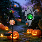 Solar Halloween Garden Stake Light 2 Pack Witch & Ghost Decorations by Venniy