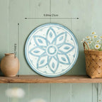 2 Pack Geometric Stepping Stones, 10” Round Cement Garden Path Stones, Mandala Mosaic Tile Design for Outdoor Patio Decor, Non-Slip & Weather-Resistant Fall Garden(Blue) - Image 3