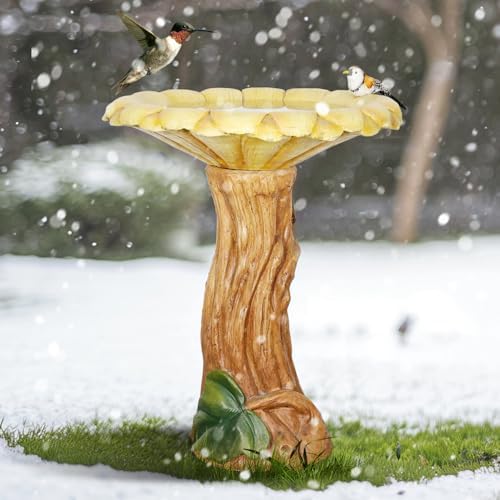 Birdbath for Outdoors with Sunflower Shape - 24.4" H * 19.6" Φ Standing Bird Bath for Garden, Yard, Patio, Porch, Easy Installation and Maintenance - Image 2