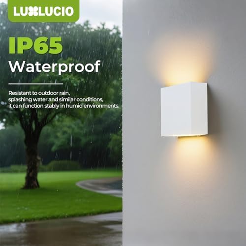 2 Pack Indoor Outdoor White Up and Down LED Wall Light, Modern Bedroom/Porch Wall Lamp, IP65 Waterproof, 5%-100% Dimmable 18W 1620lm, 5CCT (2700K-5000K), CRI90+, 120V-277V - Image 5