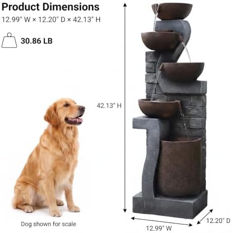 Bumilgar 42" Tall Outdoor Fountain with LED Lights - Image 5