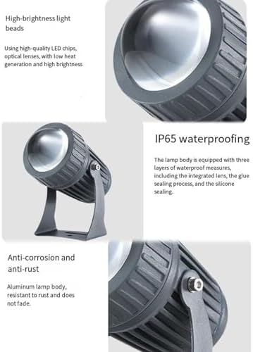 10W Narrow Beam Floodlight, Long Range Rotation Spot Lights, Adjustable Beam Angle Up Lights, IP65 Waterproof Outdoor Architectural Landscape Lighting Beam Spotlight(RGB,10W(24V)) - Image 4