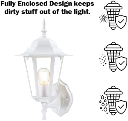 GRUENLICH Outdoor Wall Light Fixture, Antirust Aluminum Glass, White 1 Pack - Image 5