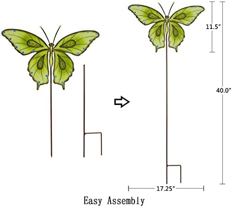 Garden Decor Metal Yard Stakes Spring Lawn Art Decorative Plant Stake Indoor Outdoor Ornaments Decoration for Patio Pathway Backyard (Blue + Green Butterfly) - Image 7