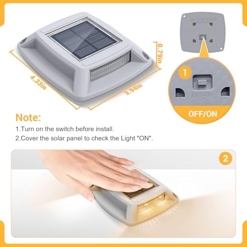 Solar Dock Lights Outdoor 6 Pack, IP68 Waterproof Driveway Deck Light, Warm - Image 6