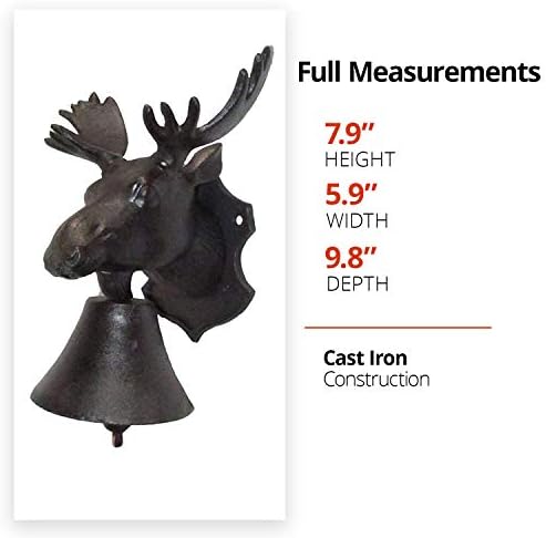 NACH Cast Iron Moose Doorbell, Small Door Bells for Homes, Rustic Dinner Bell, Kitchen Door Bell, Metal Doorbells, 5x8.5x9 inch, JS-90-089 - Image 3