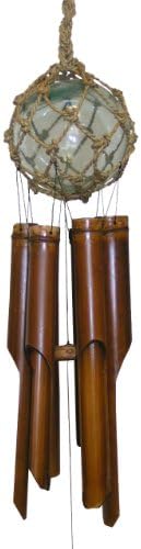 Cohasset Gifts Bamboo Wind Chime | #265 | Glass Ball Bamboo Wind Chime | Nautical, Outdoor, Home Décor for Decks, Garden, Porch | 6 inch Diameter | Clear Glass | by CohassetGiftsGarden