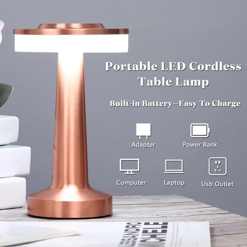 Riakrum 4 Pcs LED Cordless Table Lamp Bulk Rechargeable,Rose Gold - Image 3