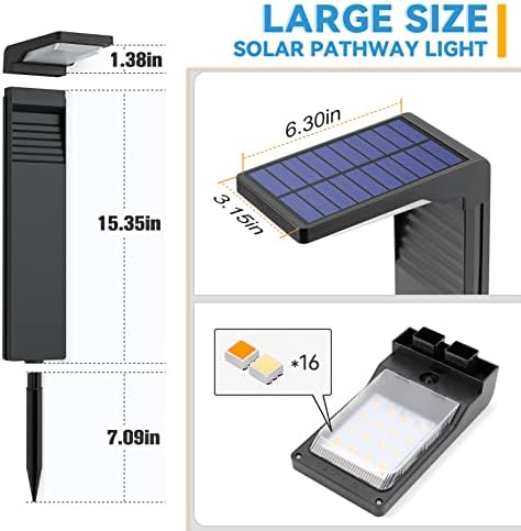 JOFIOS Solar Pathway Lights 4 Pack with Warm White and Cool White Mode, Modern Solar Path Lights Outdoor Waterproof, Perfect Solar Lights for Backyard, Lawn, Driveway, Walkway, Garden Decorative. - Image 6