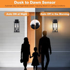 16in 2-Light Black Outdoor Wall Lights Dusk to Dawn Porch Light - Image 3