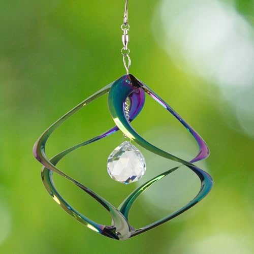 Red Carpet Studios The Original Helix Cosmix Wind Spinner Indoor/Outdoor 3-Dimensonal Garden Decor, 11-Inch, Rainbow - Crystal - Image 6