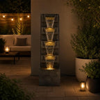 Outdoor Water Fountain, 39 Inch Resin Tiered Waterfall Fountain with Warm LED Lights and Plug-in Pump, Freestanding Cascading Water Feature for Patios, Gardens and Outdoor Living Spaces - Image 5