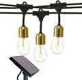 Brightech Glow Solar LED String Lights - Commercial Grade Waterproof Patio Lights with Beautiful Brass Accents - Shatterproof LED Solar Outdoor String Lights - 1W, Soft White Light - 27 Ft by Brightech