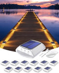DetarZinLED Solar Deck Lights Outdoor IP68 Waterproof 12 Pack Amber Warm by DetarZinLED