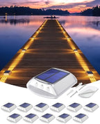 DetarZinLED Solar Deck Lights Outdoor IP68 Waterproof 12 Pack Amber Warm by DetarZinLED