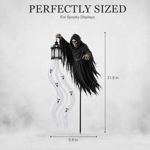 Solar Grim Reaper Skeleton Garden Light for Outdoor Halloween Decorations (2) - Image 2