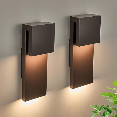 Tarentlight Outdoor Wall Lights Modern Exterior Lighting Fixtures, 3000K Integrated LED, Wall Sconce Lighting 2 Packs, Bronze Outside Wall Mount Lights for House Front Door Porch Garage Patio by TarentlightOutdoorLighting