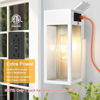 Porch Lights with GFCI Outlet, Outdoor Wall Light Fixtures, 2Pack - Image 2