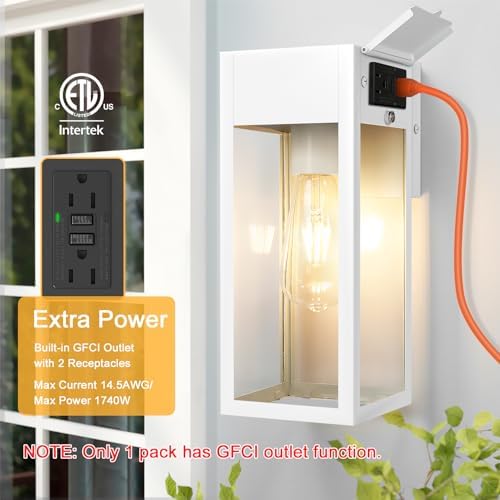 Porch Lights with GFCI Outlet, Outdoor Wall Light Fixtures, 2Pack - Image 2
