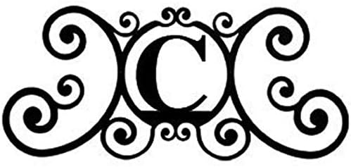 24 Inch House Plaque Letter - Wrought Iron Metal Scrolled Monogram Initial Letter Home Door Wall Hanging Art Decor Family Name Last Name Letter Sign (C, 24 x 11 inches,Thick 0.078 inch (2mm)) by Unknown