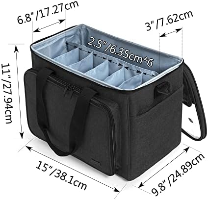 Teamoy Knitting Bag, Yarn Storage Organizer Crochet Bag Tote, Black - Image 6